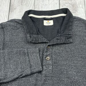 Marine Layer Clayton Textured‎ Pullover Sweatshirt 1/4 Button Gray Sz S Casual
